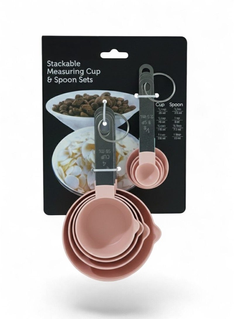 Measuring Spoons for Spices, Flour, Sugar, Salt - 8 Piece Measuring Cups and Spoons Set, Measuring Cups and Spoons with Stainless Steel Handle and Stackable Design for Measuring Dry or Liquid Ingredients, Measuring Set for Kitchen, Cooking, Baking - Measuring Spoons Set - Measuring Spoons Set with Stainless Steel Handles, Dosing Spoon, Measuring Cups Set for Kitchen, Cooking, Baking, Measuring Dry Liquids - Measuring Tools Standard Kitchen Measuring Cups Food Prep Supplies Measuring Salt, Sugar, Salt, Spices - Measuring Spoons for Spices - Measuring Spoons for Cooking - Image 1